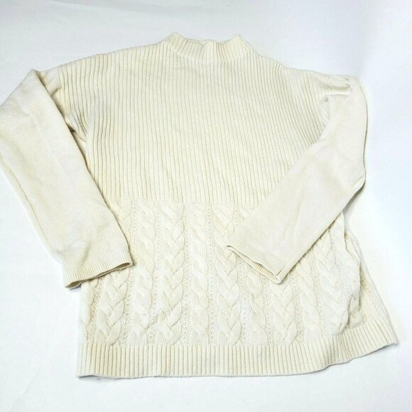 Banana Republic Women's Size XS Cable Knit Sweater White Wool Blend Mockneck - Picture 1 of 4